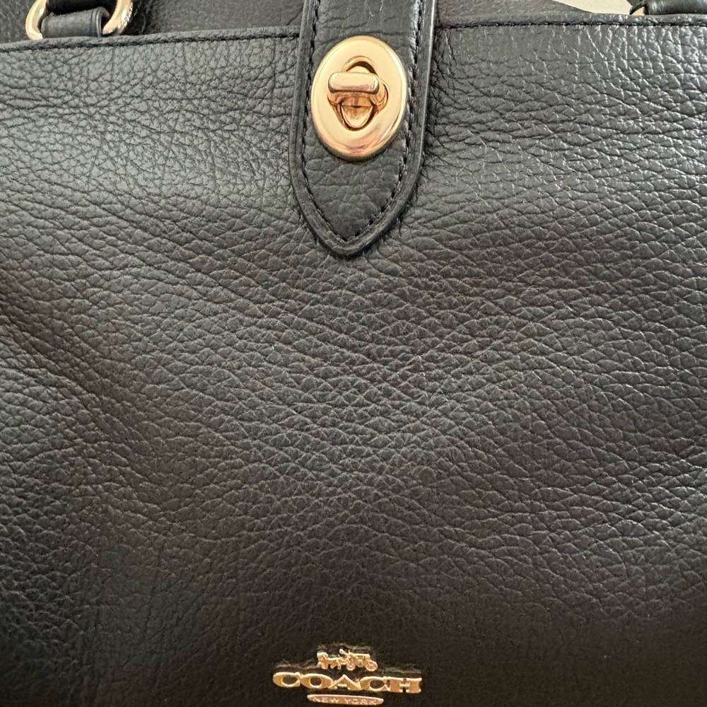 Coach Mercer Black Leather Satchel with Gold Accents - Picture 2 of 13